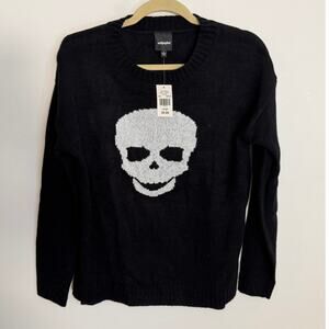 Wallpapher Halloween Black Skull Sweater NWT size large